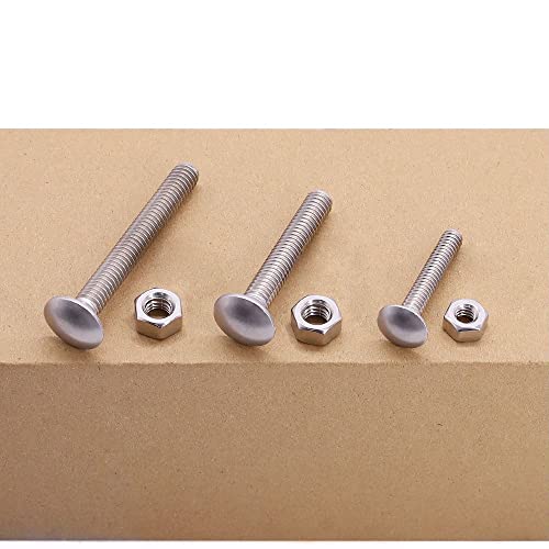 M8-1.25 x 20mm (10 Sets) Carriage Bolt DIN603 with Hex Nut DIN934, Full Coarse Thread, 304 Stainless Steel 18-8, Round Head Square Neck Screws Coach Bolt - size: M8-1.25 x 20mm