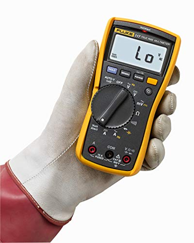Fluke 117 Digital Multimeter, Non-Contact AC Voltage Detection, Measures Resistance/Continuity/Frequency/Capacitance/Min Max Average, Automatic AC/DC Selection, Low Impedance Mode
