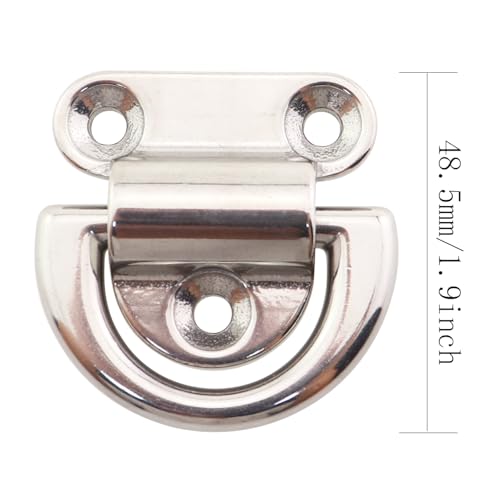 48.5x48.5mm Stainless Steel Folding Pad Eye D Ring Pull Handle/Marine Rope Holder Suitable for Yachts/Industrial Machinery/Outdoor Electrical Cabinet Door