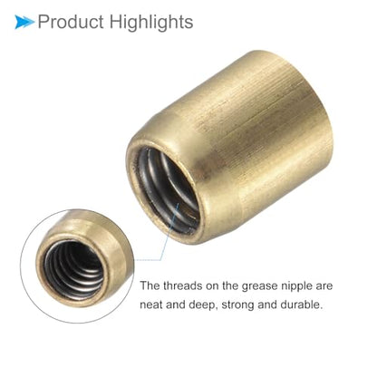 Brass Push Button Grease Oil Cup, | 5x6mm Male Thread | Brass Ball Oiler Nipple - (Applications: for Lubrication System), 20-Pieces - size: 5x6mm