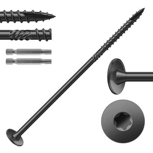 #14 x 5 Inch Outdoor Structural Wood Deck Screws (43Pcs/2lb), Carbon Steel, Black, Flat Head, Rust Resistant Epoxy Coated, T30 Star Bit - color: Black, size: #14 x 5"
