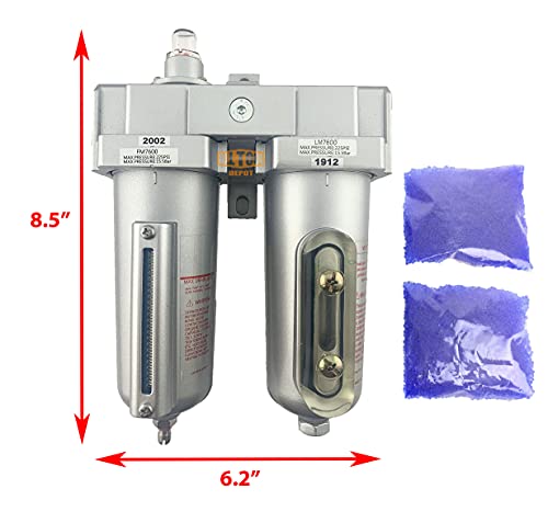 1/2" NPT HEAVY DUTY Industrial Grade 2 Stages Coalescing Filter Desiccant Dryer System For Compressed Air Lines, Metal Bowls, Great For Paint Spray And Plasma Cutter - color: 140 Cfm, 215 Psi (Manual Drain), size: 1/2" NPT