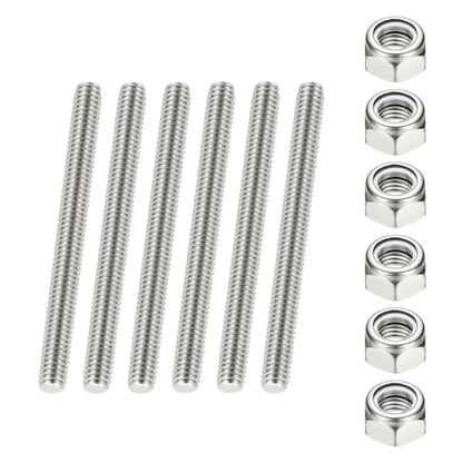 PATIKIL 6 Pcs Fully Threaded Rod, 5/16-18 304 Stainless Steel Right Hand Long Thread Bar Studs with Nuts for Pipes Clamps Hangers U-Bolts - size: 5/16-18