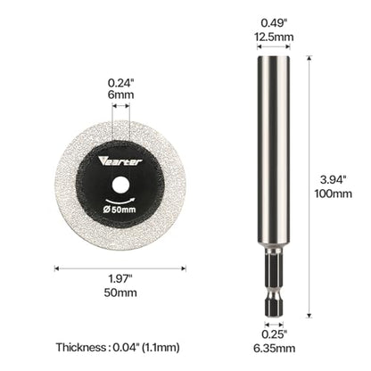 1.97'' Diamond Glass Cutting Disc 5PCS with 1/4" Hex Mandrel