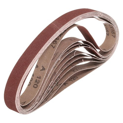 HARFINGTON 1 x 30 Inch Sanding Belts, 10 Pcs 120 Grits Aluminum Oxide - size: 1x30 inch(120 grit)