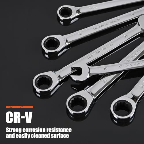 Egofine 9/16 wrench and 3/4 ratchet wrench, SAE Ratcheting Wrench Set, Industrial Grade Gear Spanner with 12-Point Design, 72-Tooth Ratchet, Chrome Vanadium Steel - size: 9/16+3/4