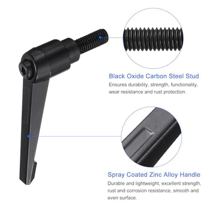 uxcell 4pcs Clamping Lever Handles, M10 x 25mm Black Oxide Carbon Steel Threaded Male Stud, Adjustable Handles Locking Quick Release Ratchet Push Button Bolt Knobs, Black - size: M10 x 25mm