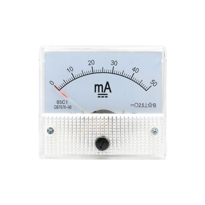 85C1 DC Pointer Ammeter Analog Meter 50MA Rectangle Panel Mounted Current Meter Ammeter Tester 0-50 mA DC 85C1 65 * 56MM - color: 50mA