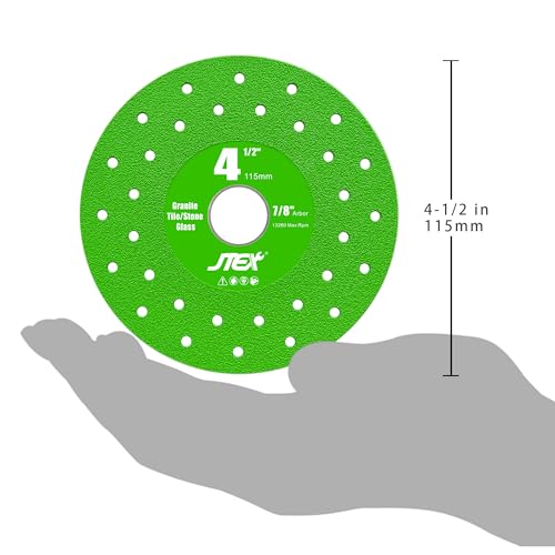 JTEX 4-1/2" Rock Slab Grinding Disc for Angle Grinder, 7/8" Arbor, Ultra-Thin Versatile for Rock, Tile, Marble, Granite, Porcelain, Masonry, Glass (3-Pack)
