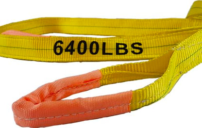 Everest C1130-2" x 3' Yellow Flat Sling Eye to Eye/Lifting Sling for Construction, Lifting, Moving, Hoisting - Strap Heavy Duty - 1-Pack 6400lbs WLL