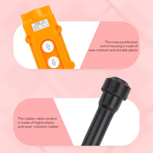 2Pcs COB61-Up-Down Left Right Rainproof Crane Push Button Switch, Orange Crane Pendant Control Station Push Button Switch with Rubber Cable Barrel - size: Up-Down Left Right