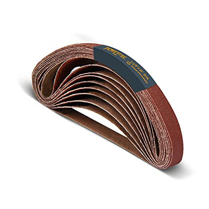 POWERTEC 1-1/8 x 21 Inch Sanding Belts for Makita 9031 Belt Sander, 80 Grit Aluminum Oxide Belt Sander Sanding Belt for Wood & Paint Sanding, Metal Polishing, 10PK (412108) - style: 1-1/8 x 21, 80 Grit