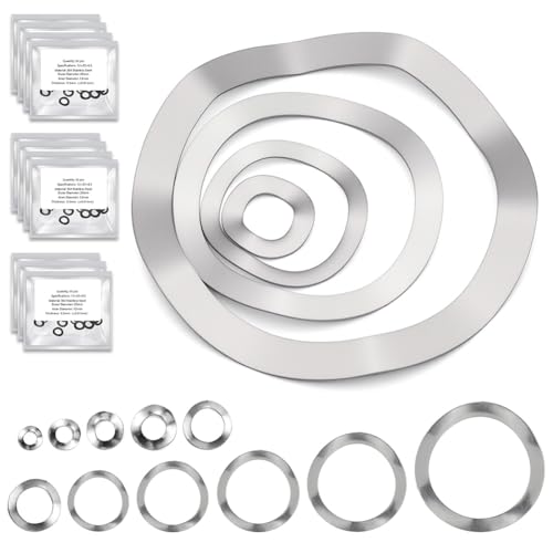 Wave Washer Assortment Kit, 240pcs Wave Spring Washer M3-M25, 304 SS - color: silvery, size: Wave M3-M25 240Pcs