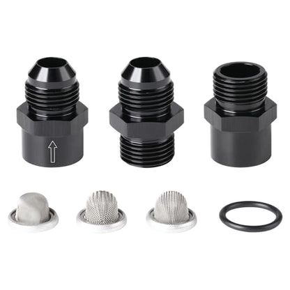 8AN Inline Fuel & Oil Feed Filter Set with 30 80 150 Micron Elements Aluminum Black - size: 8AN