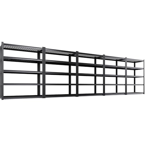 Set of 5 Garage Shelving-3000 lbs 5 Tier Storage Shelves,Adjustable Heavy Duty Metal Shelving Unit and Storage Large Wire Rack,Utility Steel Shelf for Warehouse Industrial Pantry Basement -78"x46"x20" - size: 46"Wx19.7"Dx78"H