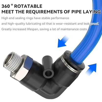 PNEUMATIC Male Elbow 4mm Tube OD x 1/8 Inch NPT Thread 90 Push to Connect Fittings PL-4-N01 (Pack of 5) - size: 4mm OD x 1/8"NPT