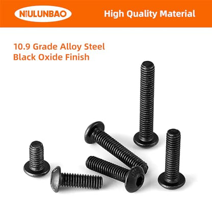 M4 x 8mm 12mm 16mm 20mm 25mm Button Head Socket Cap Screws Bolts, 10.9 Grade Alloy Steel Metric, Black Oxide Finish, Allen Hex Drive, Machine Fully Threaded, Assortment Kit 100PCS - size: M4 x 8/12/16/20/25mm (100PCS)