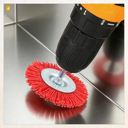8pcs Wire Brush for Drill Kit, 1/4in Shank, Nylon, 80-240 Grit