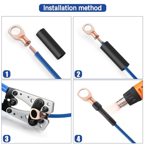 XHF 10PCS 1 AWG-3/8 Heavy Duty Battery Cable Lugs Shrink Tubing(UL) - size: 1 AWG - 3/8" (M10)