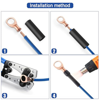 XHF 10PCS 1 AWG-1/2 Heavy Duty Battery Cable Lugs Shrink Tubing(UL) - size: 1 AWG - 1/2" (M12)