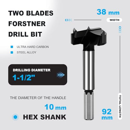 1-1/2 Inch Forstner Drill Bit Carbide Tipped Woodworking Hinge Cutter - size: 1-1/2"