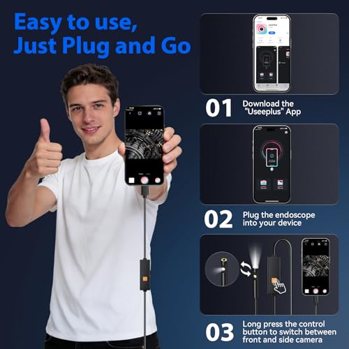Endoscope Camera with Light, Dual-Lens 1920P HD Phone Camera - size: 9.8FT, style: Dual Lens