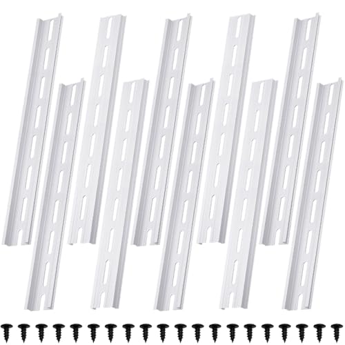 Aluminum DIN Rails, 25CM /9.8 inches, 35mm Wide, 7.5mm High Top Hat Slotted DIN Rail with RoHS (10 Pack, Silver) - color: 25cm
