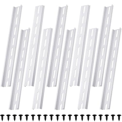 Aluminum DIN Rails, 25CM /9.8 inches, 35mm Wide, 7.5mm High Top Hat Slotted DIN Rail with RoHS (10 Pack, Silver) - color: 25cm