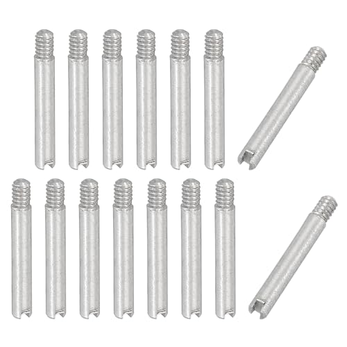 PATIKIL M2 x 14mm Slotted Cylindrical Pin, 15 Pcs 304 Stainless Steel Dowel External Thread Slotted Pin Screw for Home Furniture Cabinet Improvement, Silver Tone - size: M2 x 14mm