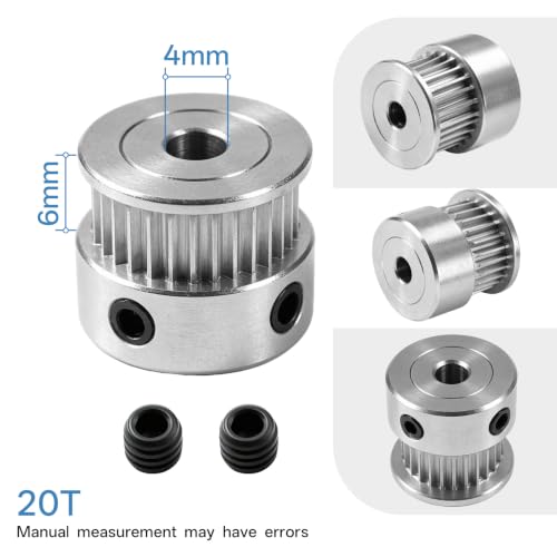 GT2 Timing Belt Pulley 20 Teeth, 4mm Bore, for 6mm Width Belt (5‑Pack) - size: Belt Width 6mm
