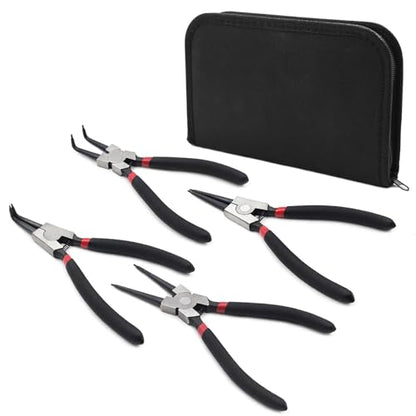 7" Snap Ring Pliers Set, 4PCS Heavy Duty Retaining Ring Pliers