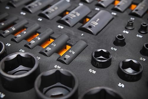 GEARWRENCH 63 Piece SAE Impact Socket Set in Foam Storage Tray | GWMSISKSAE - style: Impact Sockets