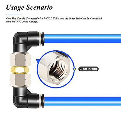 TAILONZ PNEUMATIC Female Elbow 5/32 Inch Tube OD x 1/4 Inch NPT Thread 90 Push to Connect Fittings PLF-5/32-N2 (Pack of 10) - size: 5/32'' OD 1/4''FNPT