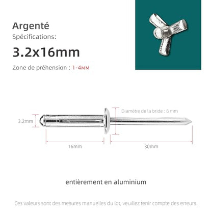 50Pcs Trifold Aluminum Exploding Blind Rivets, Silver, 1/8"x5/8" - color: Silver, size: 1/8"x5/8"