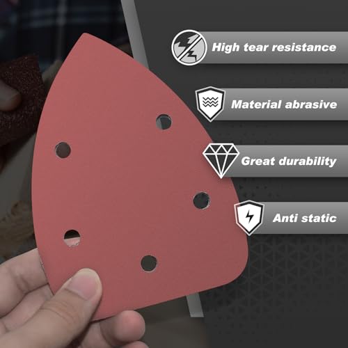50PCS Mouse Detail Sander Sandpaper, 180 Grits Triangle Sanding Pads, 5 Holes Sanding Sheets Sandpaper Assortment, Sander Pads Sander Paper Mouse Sand Paper for Sanding Polishing - size: 180 Grit