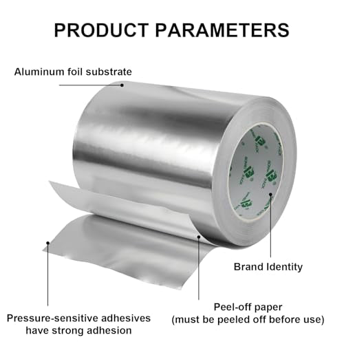 BOMEI PACK Aluminum Foil Duct Tape Heavy Duty Waterproof, 6 Inchx35yds Premium Silver Metal HVAC Heat Tapes, High Temperature for Sealing & Patching,HVAC,Air Ducts,Insulation and Metal Repair - size: 150mm