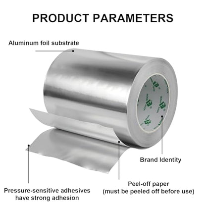 BOMEI PACK Aluminum Foil Duct Tape Heavy Duty Waterproof, 6 Inchx35yds Premium Silver Metal HVAC Heat Tapes, High Temperature for Sealing & Patching,HVAC,Air Ducts,Insulation and Metal Repair - size: 150mm