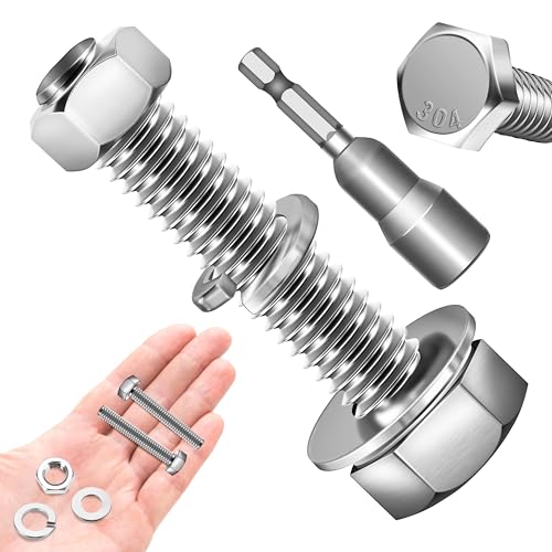 (12 Sets) 5/16 Bolt, 5/16-18 x 1-1/2" Hex Head Screws Nuts and Bolts Kit with 5/16 Stainless Steel, Nuts Bolts Washers Assortment, Fully Threaded by Marysino - color: (Silver)-5/16, size: 1-1/2"