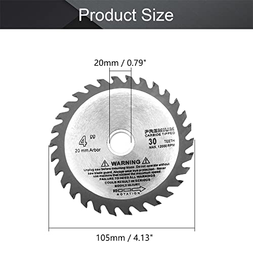 Utoolmart Circular Saw Blade, 4 Inches Carbide Tipped Slitting Saw, 30T Saw Blade with 20mm Arbor, for Hard & Soft Wood Cutting, 1 Pcs - size: 4inchx30T