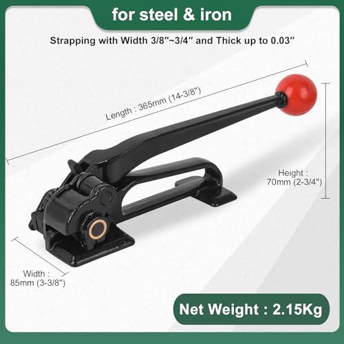 Steel Banding Tensioner - Metal Banding Tool Feedwheel Banding Tensioner for Metal Strapping 3/8"~3/4" Width, Heavy-Duty Strapping Tool for High-Strength Package