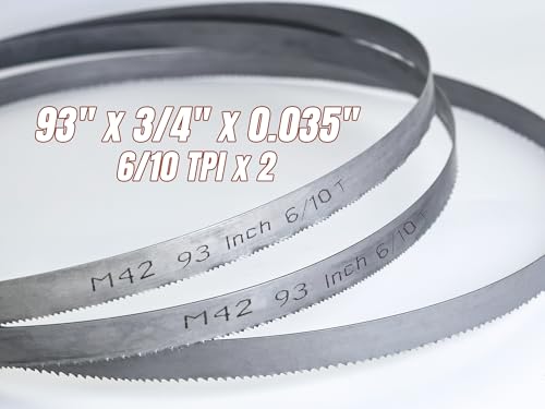 2 Pack 93" Bandsaw Blades, Metal Cutting, 93 x 3/4 x 0.035 Inch, 6/10 TPI