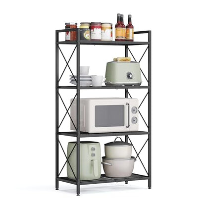 SONGMICS 4-Tier Steel Storage Rack, Shelving Unit with X Side Frames - color: Black, size: 4 Tiers (23.6"W)