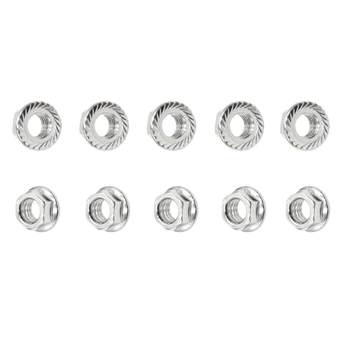 M8-1.25 / 8mm Hex Serrated Flange Nuts M8 x 1.25 Stainless Steel Nut (10pcs)
