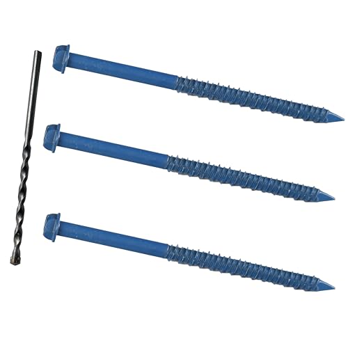 1/4 x 3-3/4" Hex Head Concrete Screw Anchor, for Anchoring to Masonry, Block or Brick (100Pcs) - size: 1/4 x 3-3/4", style: Hex Head