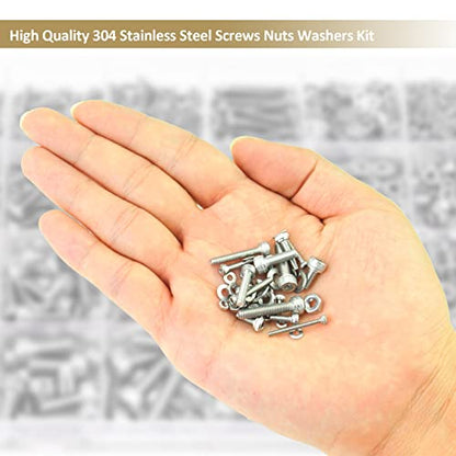 1285 Pieces M2 M2.5 M3 M4 Hex Socket Head Cap Screws Nuts Washers Assortment Kit, 304 Stainless Steel, Fully Machine Thread - size: M2 M2.5 M3 M4, style: Socket Head