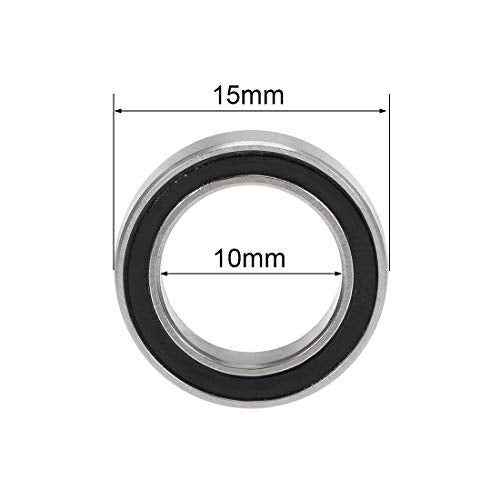 uxcell 6700-2RS Deep Groove Ball Bearings Z2 10mm x 15mm x 4mm Double Sealed Chrome Steel 10pcs - size: 10mm x 15mm x 4mm