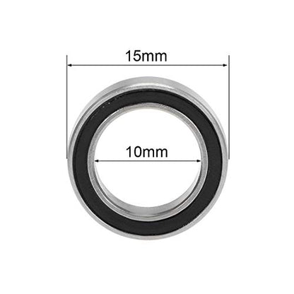 uxcell 6700-2RS Deep Groove Ball Bearings Z2 10mm x 15mm x 4mm Double Sealed Chrome Steel 10pcs - size: 10mm x 15mm x 4mm