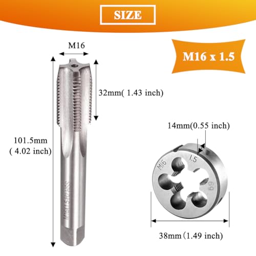 Metric Tap and Die Set M16 x 1.5mm HSS Machine Thread Tap and Alloy Steel Round Die Right Hand