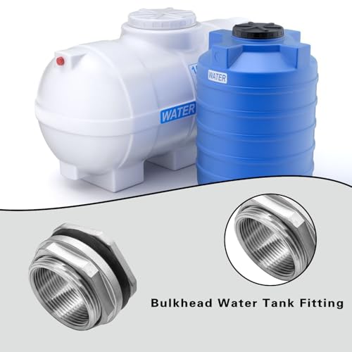 304 Stainless Steel Bulkhead Water Tank Fitting 1.25" Female Thread Compression Bulkhead Adapter Thru-bulk Connector with Gasket for Bathtub and Sink - size: 1.25 Inch