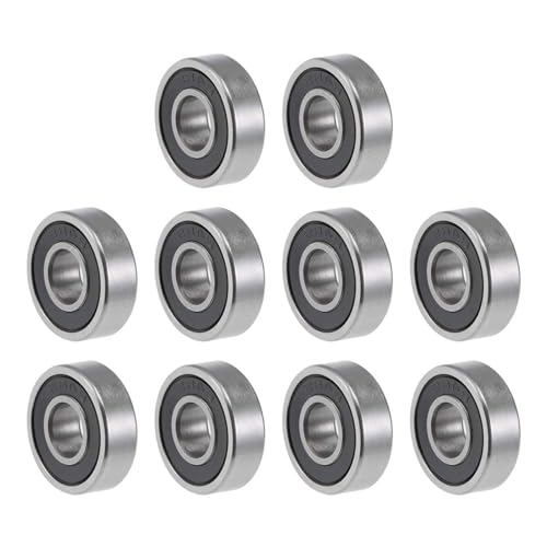 TOP-VIGOR 10Pcs R4-2RS Deep Groove Ball Bearings, Z2 1/4 Inch x 5/8 Inchx 0.196 Inch Double Sealed Industrial Bearings, Chrome Steel Skateboard Bearings for Electrical Instrument Equipment - size: R4-2RS, 1/4″x5/8″x 0.196″